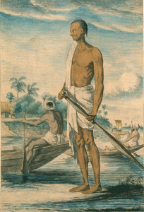 Watercolor of a Calcutta boatman.
